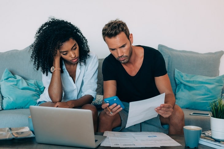 Couple sharing bills