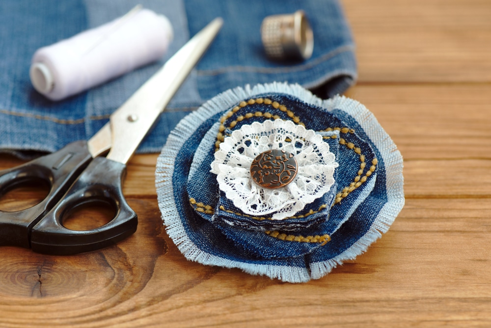 Up-cycled fabric rosette