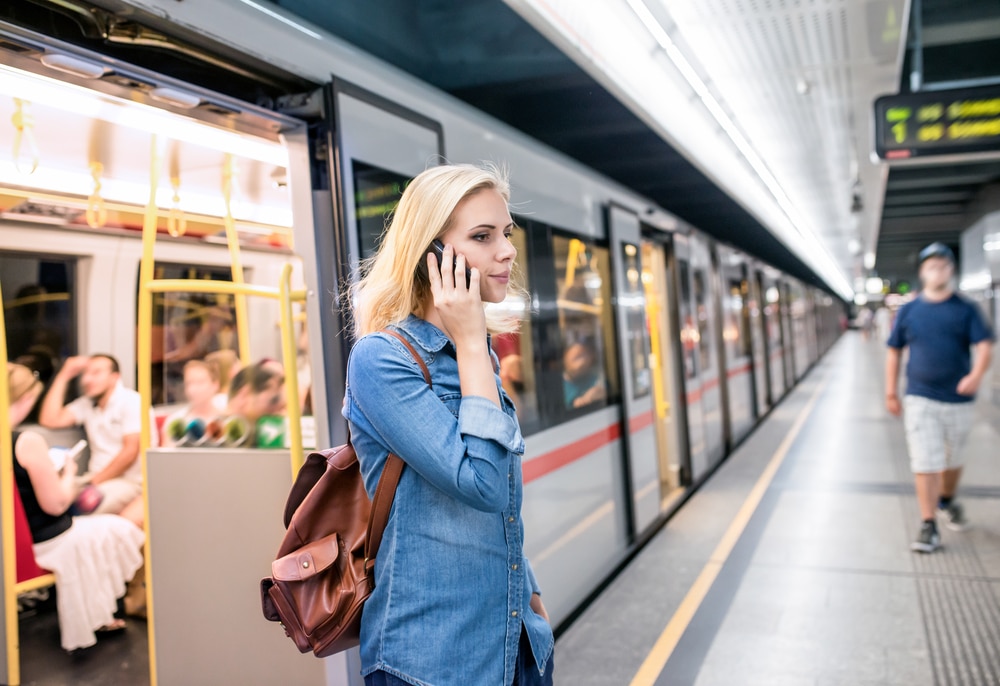 Woman-getting off the train