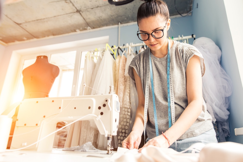 a seamstress working